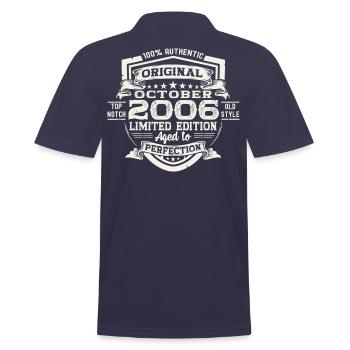Original October 2006 16th Birthday Gift Cool - Men's Polo Shirt - navy - Back - Kai (181cm)