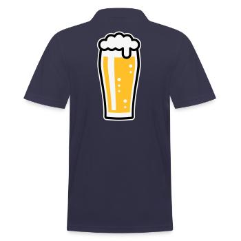 Bierglas (Bier / Willibecher / 3C) - Männer Poloshirt - Navy - Hinten - Kai (181cm)