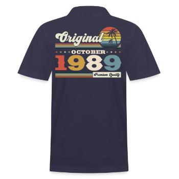34ème Anniversaire Octobre Millésime 1989 Millésime - Polo Homme - bleu marine - Dos - Kai (181cm)