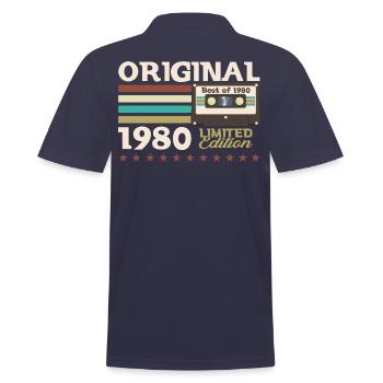 43e anniversaire Vintage Cassette Vintage des années 1980 - Polo Homme - bleu marine - Dos - Kai (181cm)