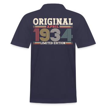 90e anniversaire hommes Original avril Vintage 1934 - Polo Homme - bleu marine - Dos - Kai (181cm)