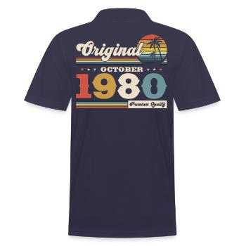44ème Anniversaire Légende Octobre 1980 Vintage 80's - Polo Homme - bleu marine - Dos - Kai (181cm)
