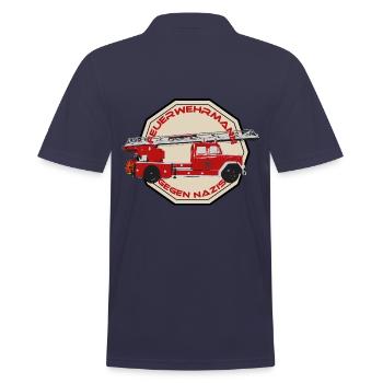 pompiers contre les nazis - ANTIFA EFFACE TOUJOURS - Polo Homme - bleu marine - Dos - Kai (181cm)