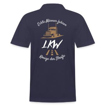Echte Männer fahren LKW-LKW Fahrer T Shirt - Männer Poloshirt - Navy - Hinten - Kai (181cm)