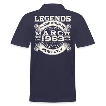 March Born 1983 40th birthday Man Legendary 83 - Men's Polo Shirt - navy - Back - Kai (181cm)