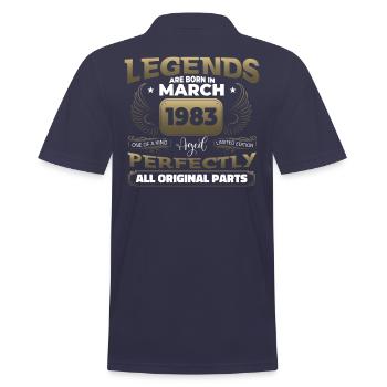 40th birthday man March born 1983 legend - Men's Polo Shirt - navy - Back - Kai (181cm)