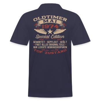 49. Geburtstag Mann Oldtimer Mai Jahrgang 1974 - Männer Poloshirt - Navy - Hinten - Kai (181cm)