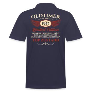 Oldtimer 66. Geburtstag Mann Mai Jahrgang 1957 - Männer Poloshirt - Navy - Hinten - Kai (181cm)