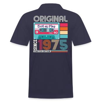 48 Birthday Man Woman Cassette Mai 1975 - Polo Homme - bleu marine - Dos - Kai (181cm)
