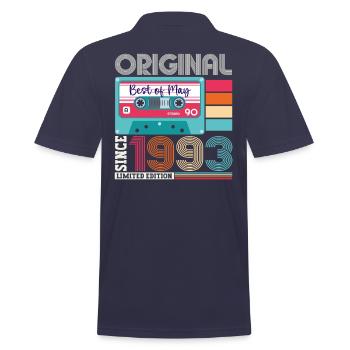 30 Birthday Man Woman Cassette Mai 1993 - Polo Homme - bleu marine - Dos - Kai (181cm)