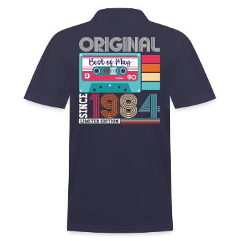 39 Birthday Man Woman Cassette Mai 1984 - Polo Homme - bleu marine - Dos - Kai (181cm)