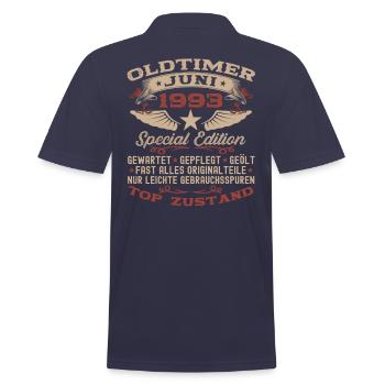 30. Geburtstag Mann Juni Jahrgang 1993 Oldtimer - Männer Poloshirt - Navy - Hinten - Kai (181cm)