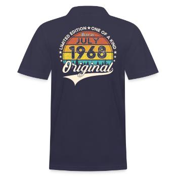 55th Birthday Man Born In July Born 1968 - Men's Polo Shirt - navy - Back - Kai (181cm)