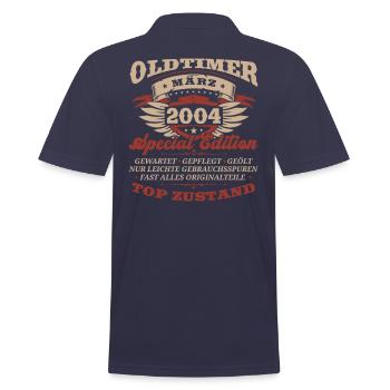 20. Geburtstag Oldtimer März Jahrgang 2004 - Männer Poloshirt - Navy - Hinten - Kai (181cm)