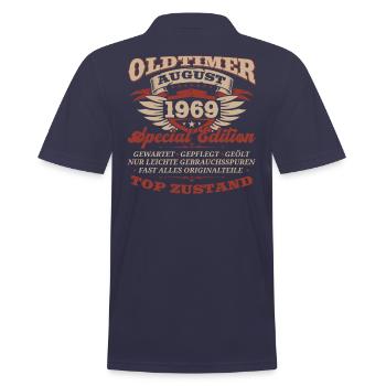 Oldtimer August 1969 Jahrgang 1969 55. Geburtstag - Männer Poloshirt - Navy - Hinten - Kai (181cm)