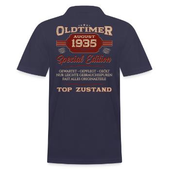 89. Geburtstag Oldtimer August 1935 Jahrgang 1935 - Männer Poloshirt - Navy - Hinten - Kai (181cm)
