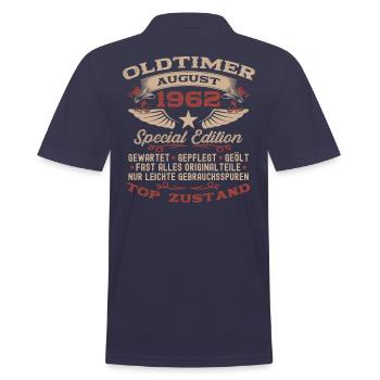 63. Geburtstag Oldtimer August Jahrgang 1962 - Männer Poloshirt - Navy - Hinten - Kai (181cm)