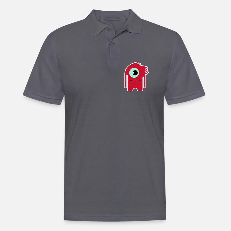 Rotes Zyklopenmonster | Lustiger Chibi-Alien - Männer Poloshirt - Anthrazit