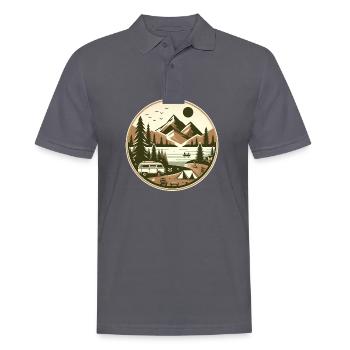 Natur & Abenteuer – Idyllisches Camping-Motiv - Männer Poloshirt - Anthrazit - Vorne - Nico (186cm)
