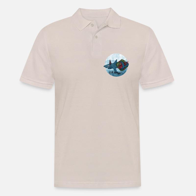Geburtstagshai mit Geschenk - Männer Poloshirt - Beige