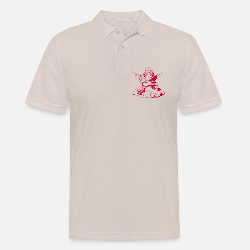 Gaming Engel – Cherub mit Controller - Männer Poloshirt - Beige