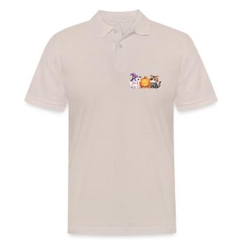 Süße Halloween Katzen mit Kürbis – Smilla & Fiete - Männer Poloshirt - Beige - Vorne - Nico (186cm)