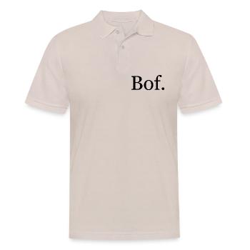 "Bof." T-Shirt – minimalistischer französischer Humor - Männer Poloshirt - Beige - Vorne - Nico (186cm)