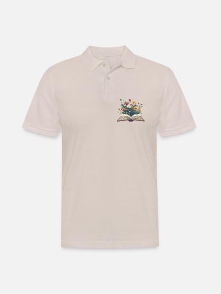 Buch mit Blumen - Männer Poloshirt - Beige