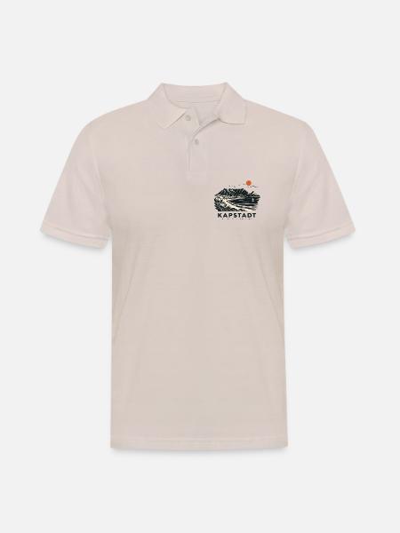 Kapstadt Küstenblick Linienstil - Männer Poloshirt - Beige