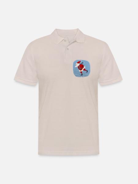 Weihnachtsmann auf Kufen - Männer Poloshirt - Beige
