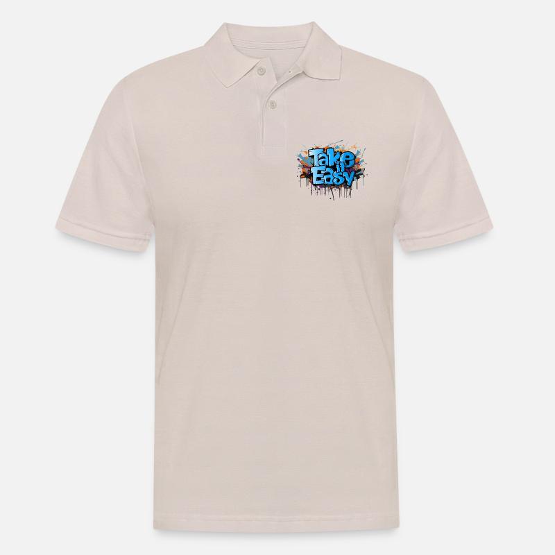 take it easy Graffiti Kunst cooler Spruch - Männer Poloshirt - Beige