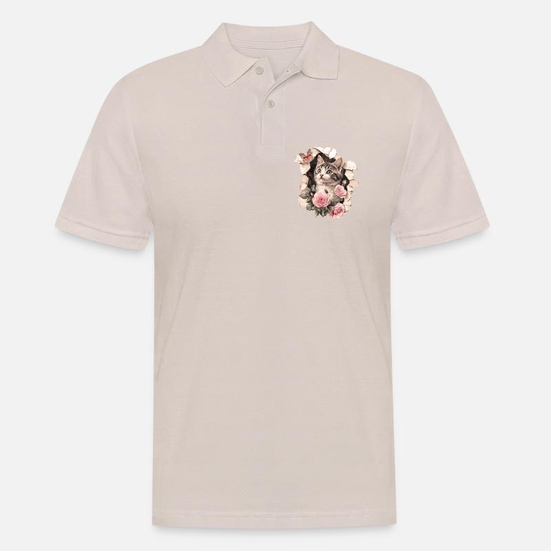 Gatto e farfalla - Polo da uomo - beige