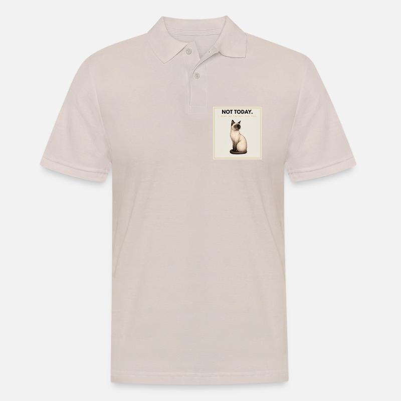 NOT TODAY Sarcastic Cat Design - Männer Poloshirt - Beige