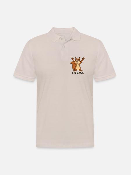 Ich bin zurück - I'm back mit Eichhörnchen Motiv - Männer Poloshirt - Beige