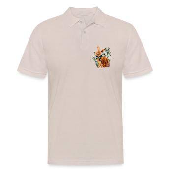 Aquarell Hasenporträt mit Schleifenband - Männer Poloshirt - Beige - Vorne - Nico (186cm)
