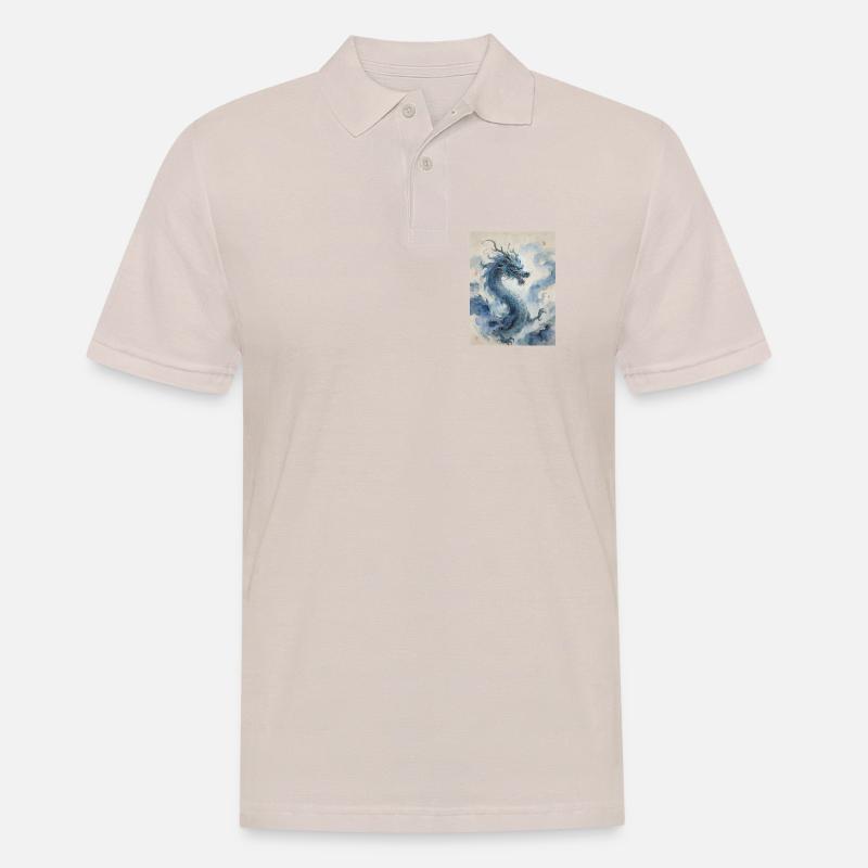 Die himmlische Apotheose: Blauer Drache – Unendlichkeit - Männer Poloshirt - Beige