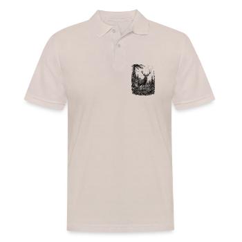 Majestätischer Hirsch in Natur im Zeichenstil - Männer Poloshirt - Beige - Vorne - Nico (186cm)