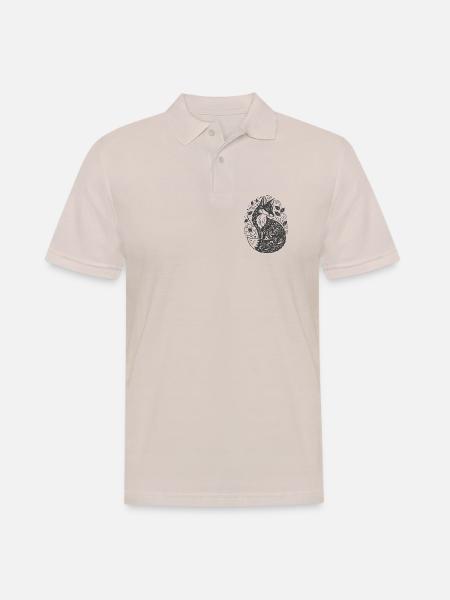 Ornamentfuchs mit Blütenranken - Männer Poloshirt - Beige