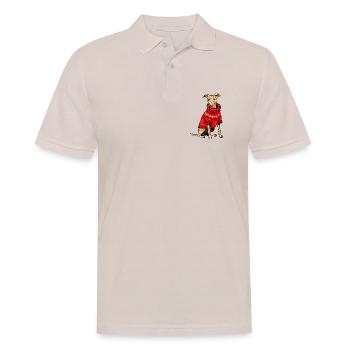 Hund im roten Strickpullover - Männer Poloshirt - Beige - Vorne - Nico (186cm)