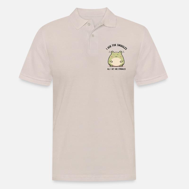 Trauriger Frosch – Kuscheln oder Kämpfen? - Männer Poloshirt - Beige