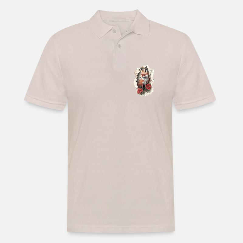 Fuchs mit Blumen - Männer Poloshirt - Beige