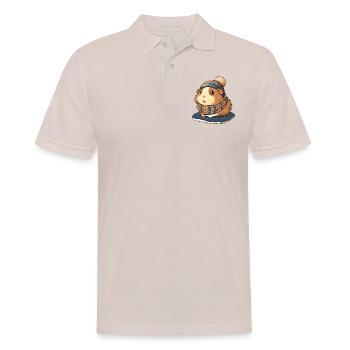 Niedliches Meerschwein mit Schal und Pudelmütze. - Männer Poloshirt - Beige - Vorne - Nico (186cm)