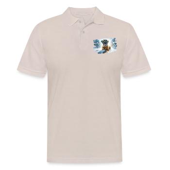 Boxer in winterlich verschneiter Landschaft - Männer Poloshirt - Beige - Vorne - Nico (186cm)