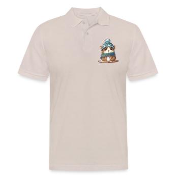 Niedlicher Hamster mit Schal und Pudelmütze. - Männer Poloshirt - Beige - Vorne - Nico (186cm)