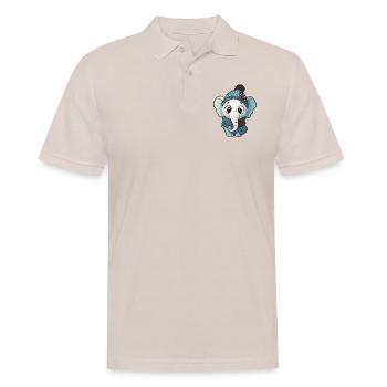 Cute elephant with scarf and bobble hat. - Men's Polo Shirt - beige - Front - Nico (186cm)