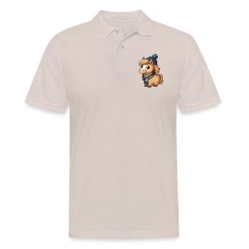 Poney mignon avec écharpe et chapeau à pompon. - Polo Homme - beige - Devant - Nico (186cm)