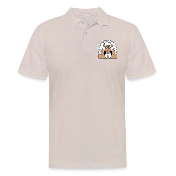 Sheep Nerd Geek Book Reading Nerd Horn-Rimmed Glasses Desk - Men's Polo Shirt - beige - Front - Nico (186cm)