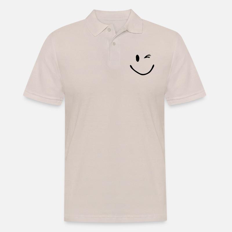 Zwinker Smiley - Männer Poloshirt - Beige
