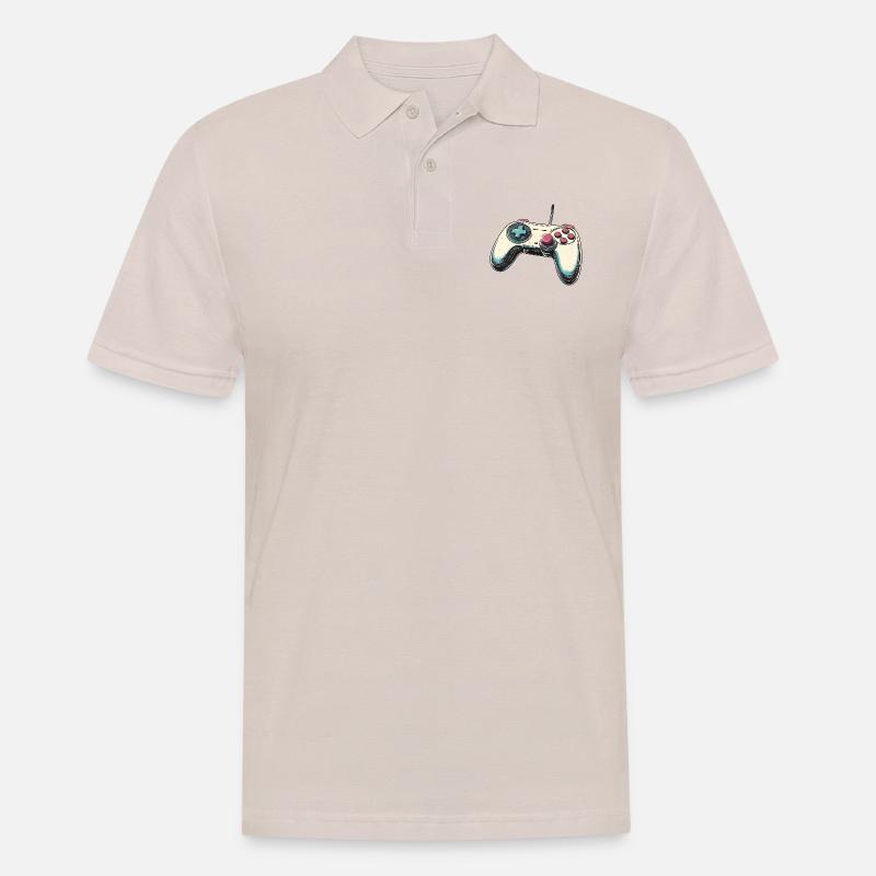 Gamepad, Gamepad, Controller-Logo und Joystick - Männer Poloshirt - Beige