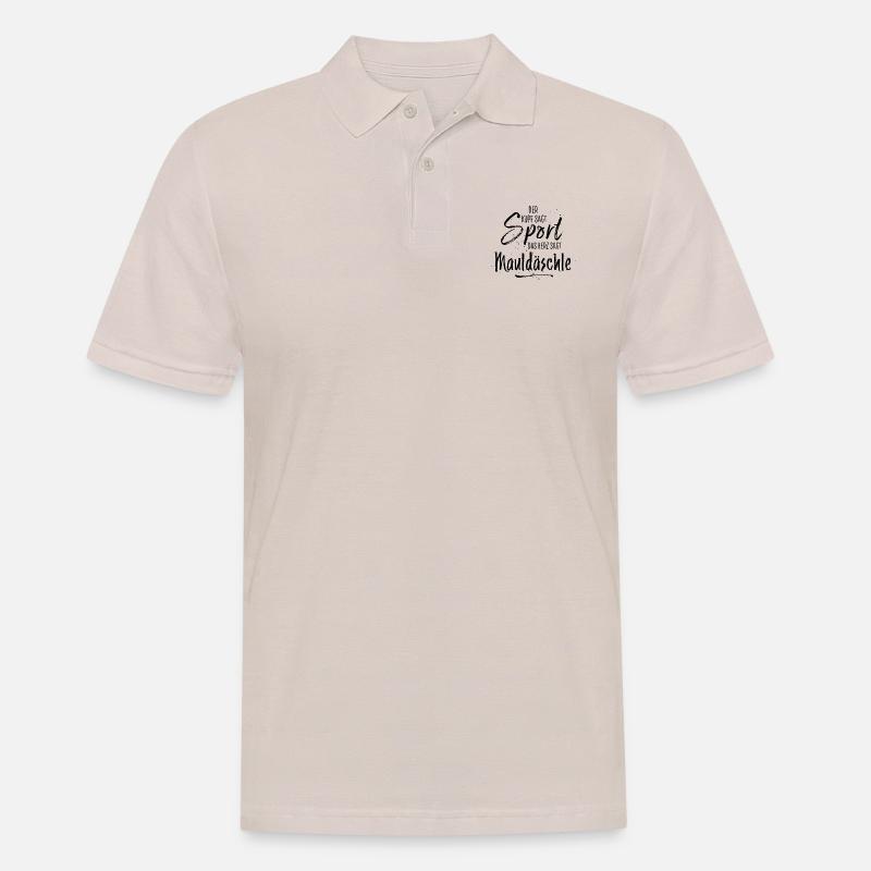 mauldäschle schwarz - Männer Poloshirt - Beige